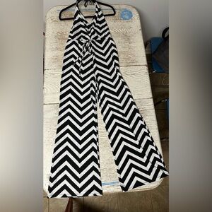 love, Fire Black and White Chevron Wide Leg Pants